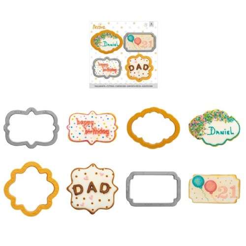 Decora Large Plaque Frame Cookie Cutters, 4 pcs