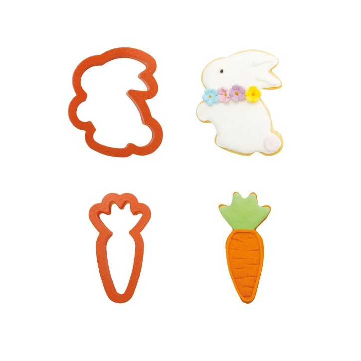 Decora Easter Cookie Cutter Set - Rabbit & Carrot - Set of 2