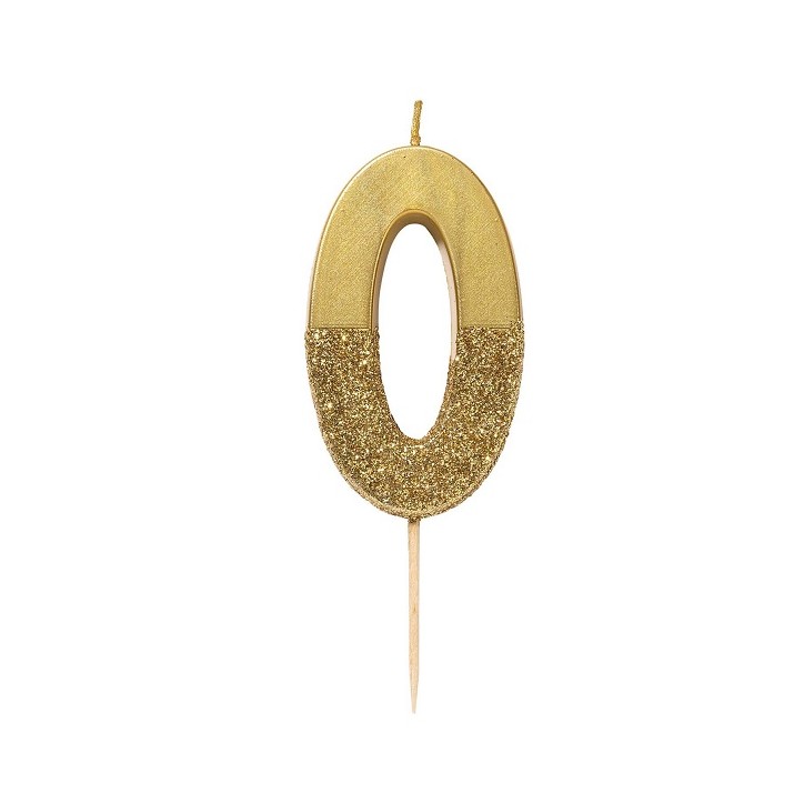 We Heart Birthdays Gold Glitter Number Candle 0