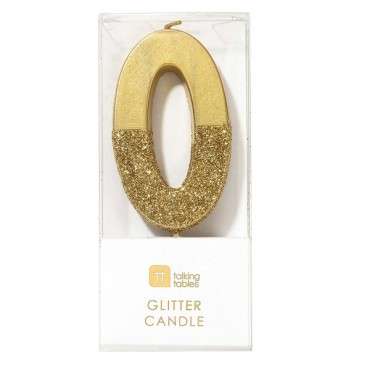 We Heart Birthdays Gold Glitter Number Candle 0