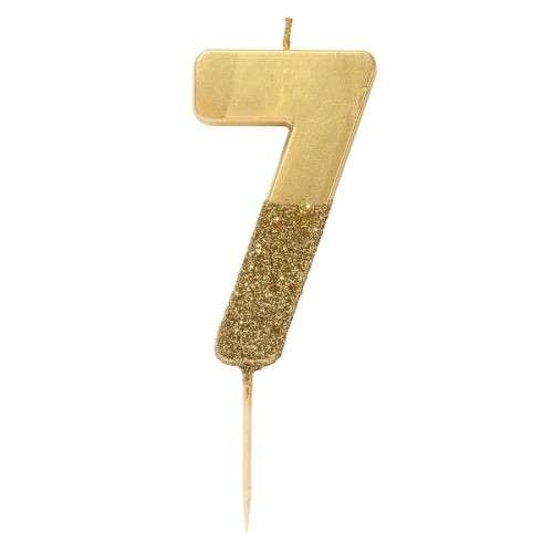 Talking Tables Number 7 Birthday Candle Gold Glamour, 7.5cm