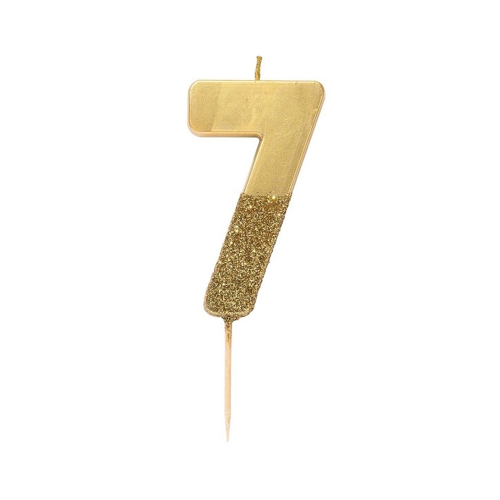 Gold Glamour Number 7 Birthday Candle