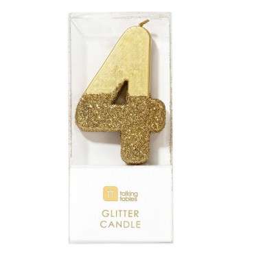 Gold Glamour Number 4 Birthday Candle - BDAY-CANDLE-GLD-4