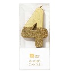 Talking Tables Number 4 Birthday Candle Gold Glamour, 7.5cm