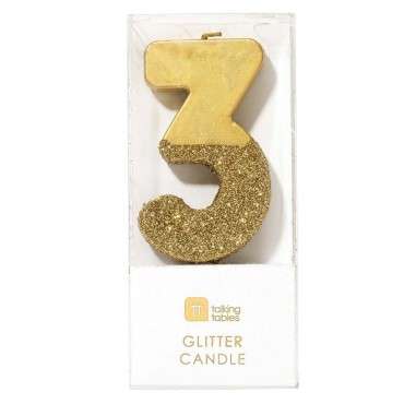 We Heart Birthdays Gold Glitter Number Candle 3