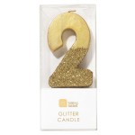 Talking Tables Number 2 Birthday Candle Gold Glamour, 7.5cm