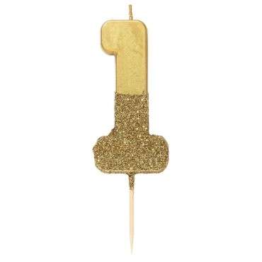 Numbr Candle 1 Gold Glitter Talking Tables