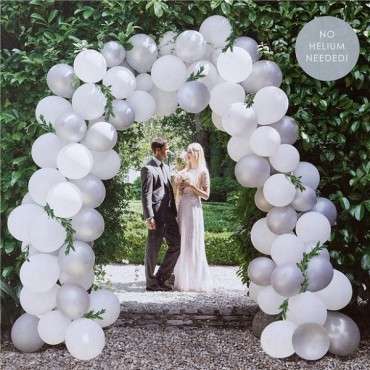 Balloongirlanden Bogen weiss-silber - WHT-BALL-ARCH