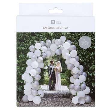 Balloongirlanden Bogen weiss-silber - WHT-BALL-ARCH