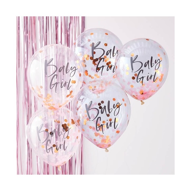 Pink Baby Girl Confetti Balloons - Twinkle Twinkle TW-801 Ginger Ray