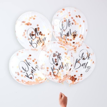 TW-803 Rose Gold Oh Baby Confetti Balloons - Twinkle Twinkle