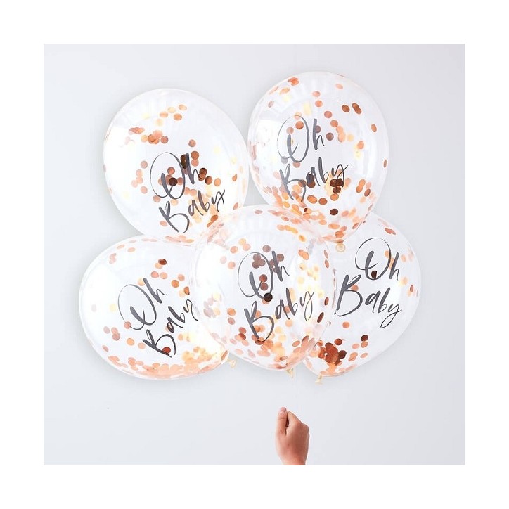 TW-803 Rose Gold Oh Baby Confetti Balloons - Twinkle Twinkle