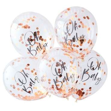 TW-803 Rose Gold Oh Baby Confetti Balloons - Twinkle Twinkle