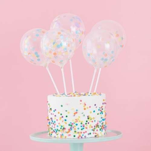 Ginger Ray Mini Confetti Balloon Cake Topper, 5 pcs