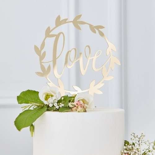 Ginger Ray Love Acrylic Cake Topper Gold