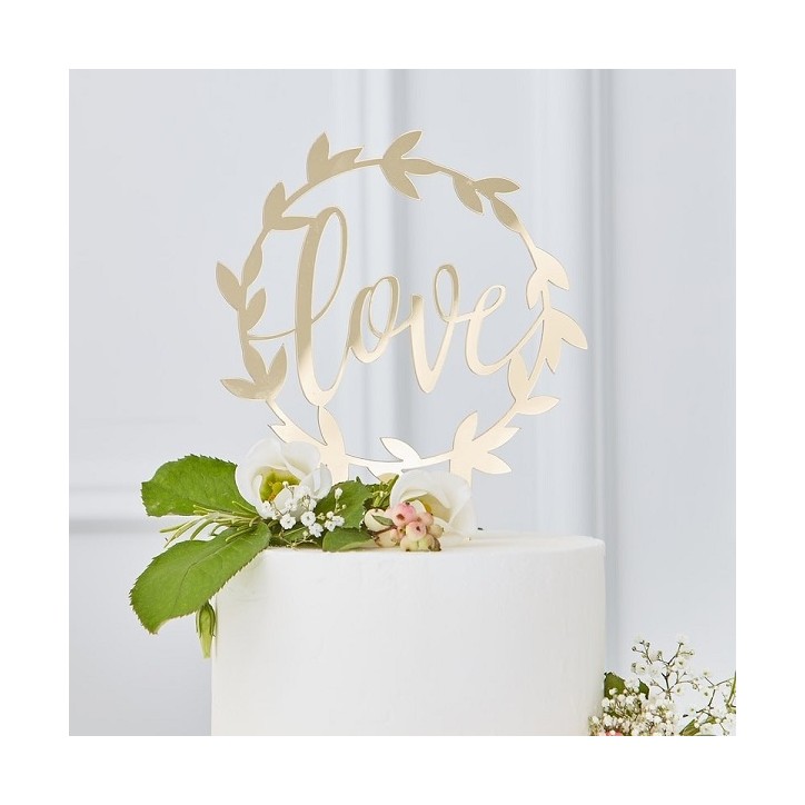 Gold Acrylic Love Cake Topper GO-104 Ginger Ray