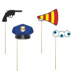 PartyDeco Police Party Photo Booth Props Kit, 4 pcs