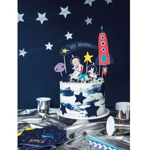 PartyDeco Space Party Cake Topper Set, 7 pcs