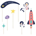 PartyDeco Space Party Cake Topper Set, 7 pcs