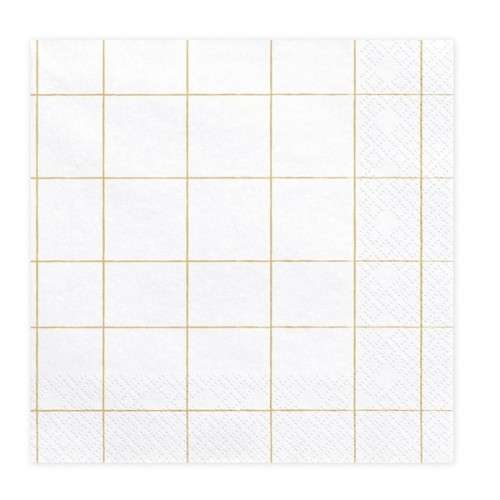 PartyDeco Gold Grid Napkins, 20 pcs