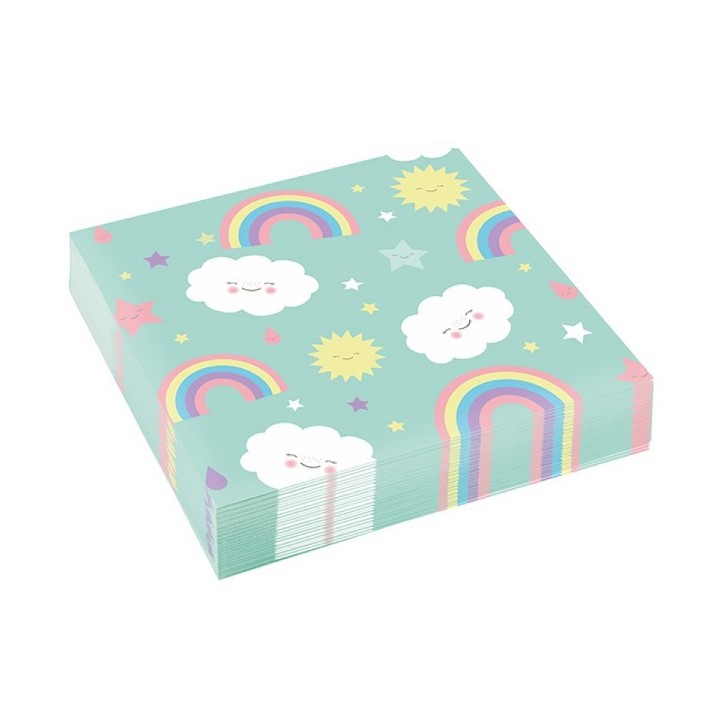 20 Amscan Rainbow & Cloud Paper Napkins