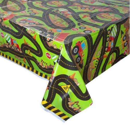 Unique Party Construction Trucks Table Cover, 213x137cm