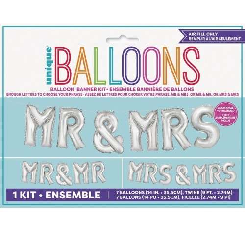 Unique Party Mr(s) & Mr(s) Foil Balloon Kit Silver