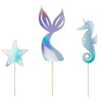 PartyDeco Mermaid Party Cake Topper, 3 pcs