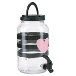 Miss Etoile Drinks Dispenser Black Stripes with Heart, 3.75 Litre