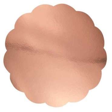 CMSR933 PME Rose Gold Mirror Cake Cards Scalopp Round pk/3