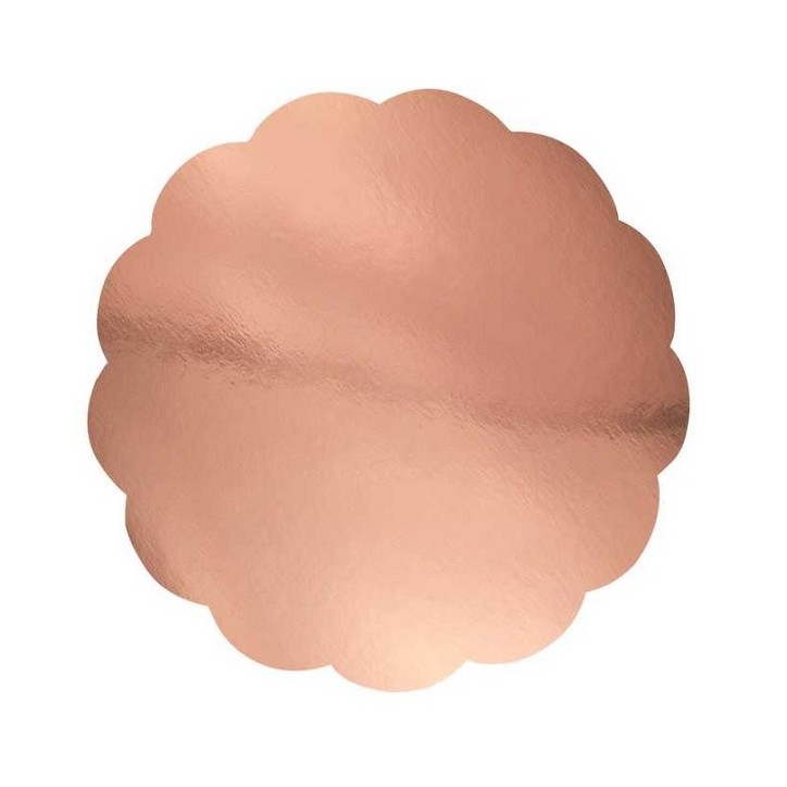 CMSR933 PME Rose Gold Mirror Cake Cards Scalopp Round pk/3