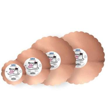 CMSR933 PME Rose Gold Mirror Cake Cards Scalopp Round pk/3