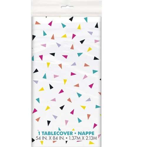 Unique Party Triangle Confetti Table Cover, 213x137cm