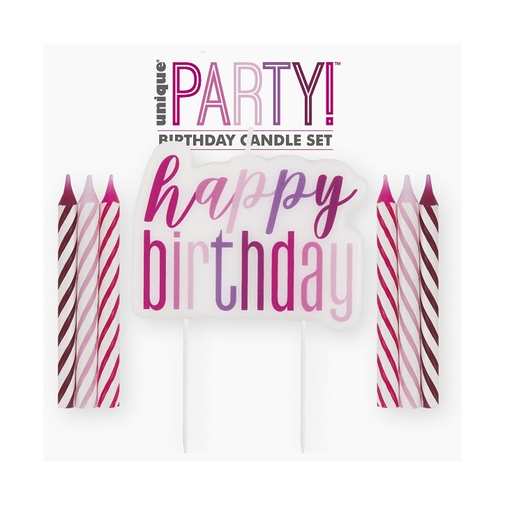 83888 Unique Party Candles Birthday Glitz Pink Mix 13pcs