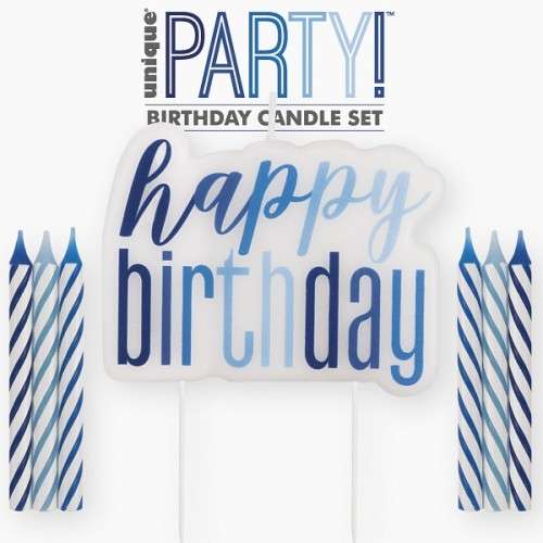 Unique Party Birthday Glitz Geburtstagskerzen Set - Blau Mix