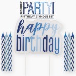 Unique Party Birthday Glitz Party Candles Set - Blue Mix