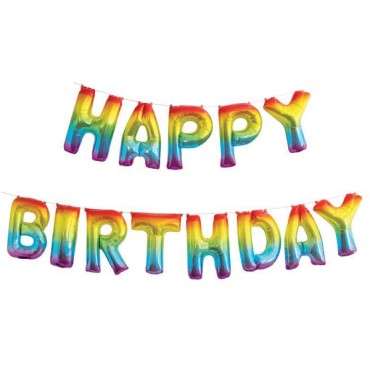 Unique Rainbow Happy Birthday Balloon Banner Kit 53697