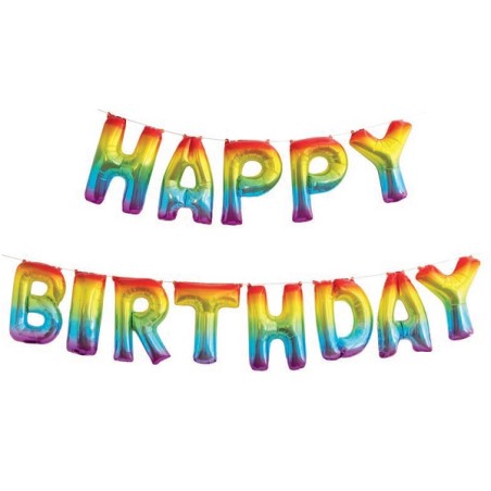 Unique Rainbow Happy Birthday Balloon Banner Kit 53697