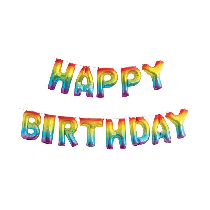 Unique Rainbow Happy Birthday Balloon Banner Kit 53697