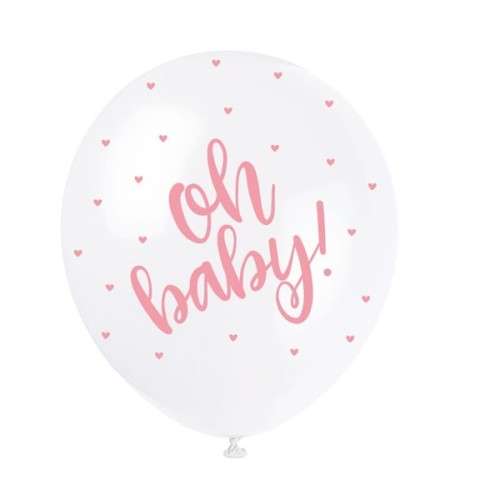 Unique Party Balloons Pink Oh Baby, 5 pcs