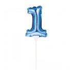 Anniversary House Mini Blau Folienballon Zahl 1 Kuchen Topper