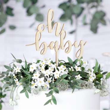 Wodden cake topper Oh baby 17cm