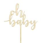 PartyDeco Oh Baby Wooden Cake Topper 17cm