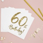 PartyDeco 60th Birthday Napkins, 20 pcs