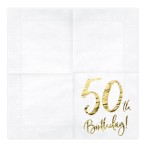 PartyDeco 50th Birthday Napkins, 20 pcs