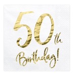 PartyDeco 50th Birthday Napkins, 20 pcs