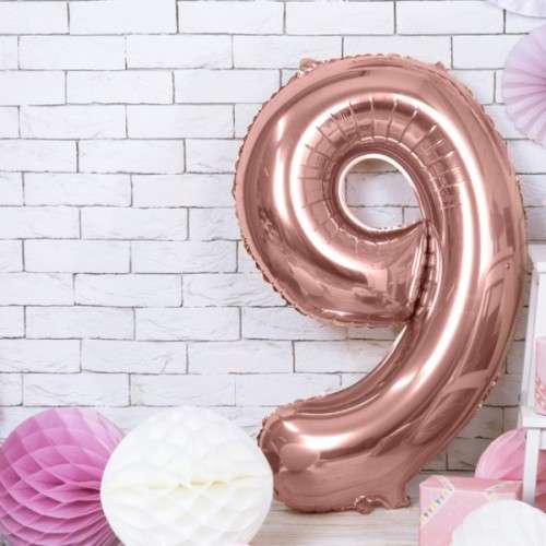 PartyDeco 80cm Rose Gold 9 Zahlenballon