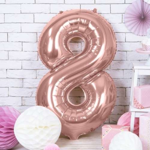 PartyDeco 80cm Rose Gold 8 Zahlenballon