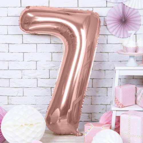 PartyDeco 80cm Number 7 Balloon Rose Gold