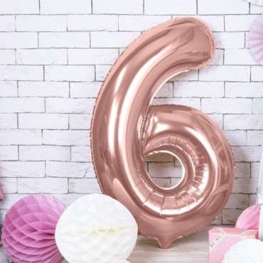 Metallic Rosegold XXL Number 6 Foilballoon